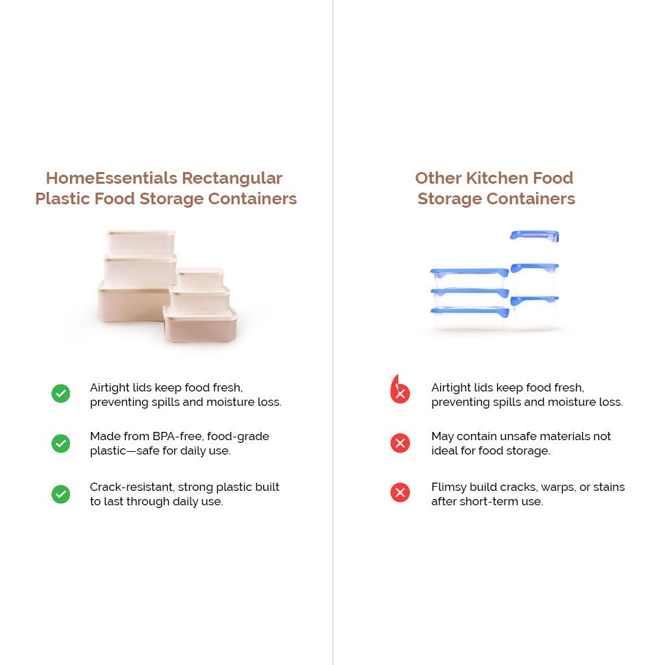 Airtight & Stackable Rectangular Food Storage Containers, Set of 6