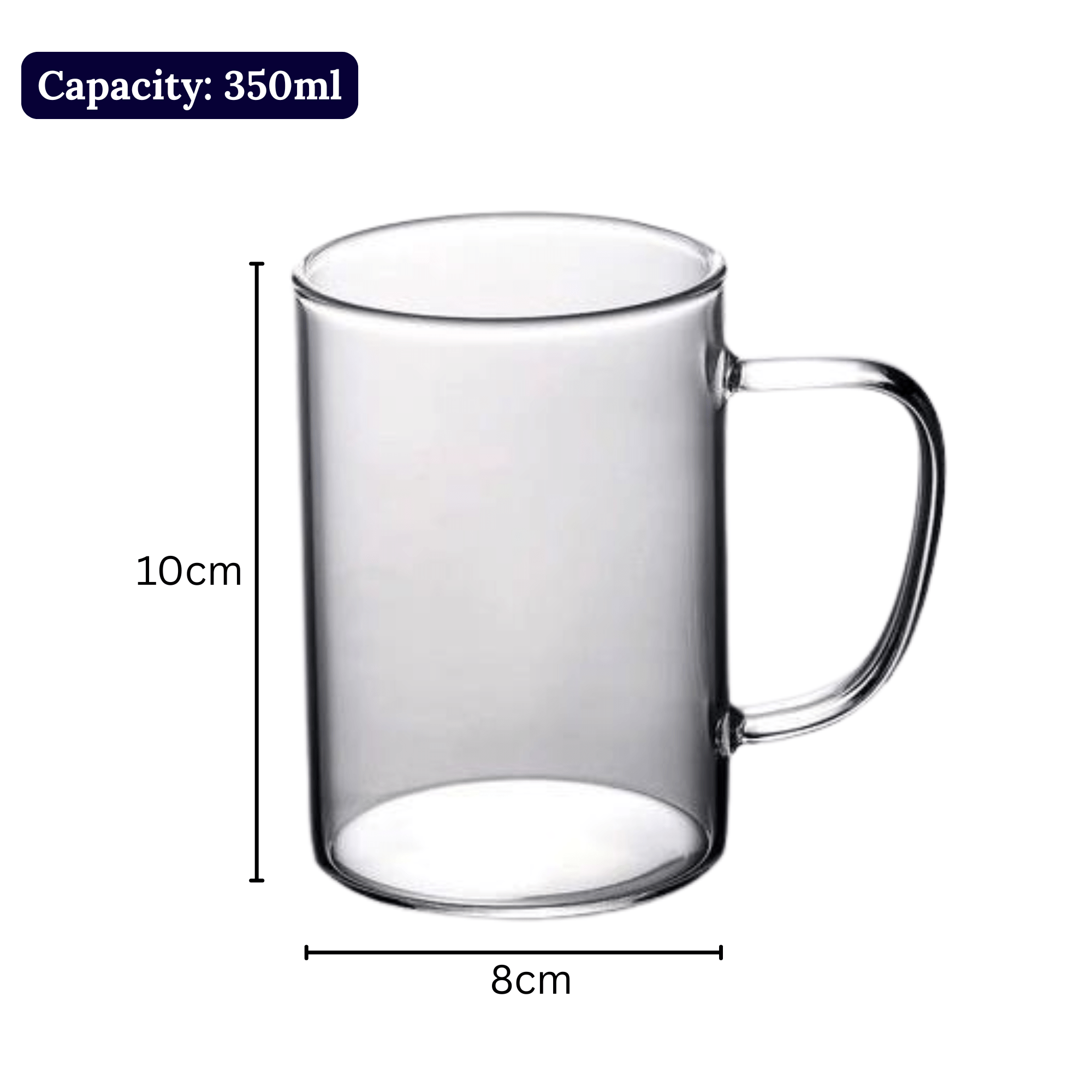 350ml Transparent Borosilicate Glass Mug with Handle