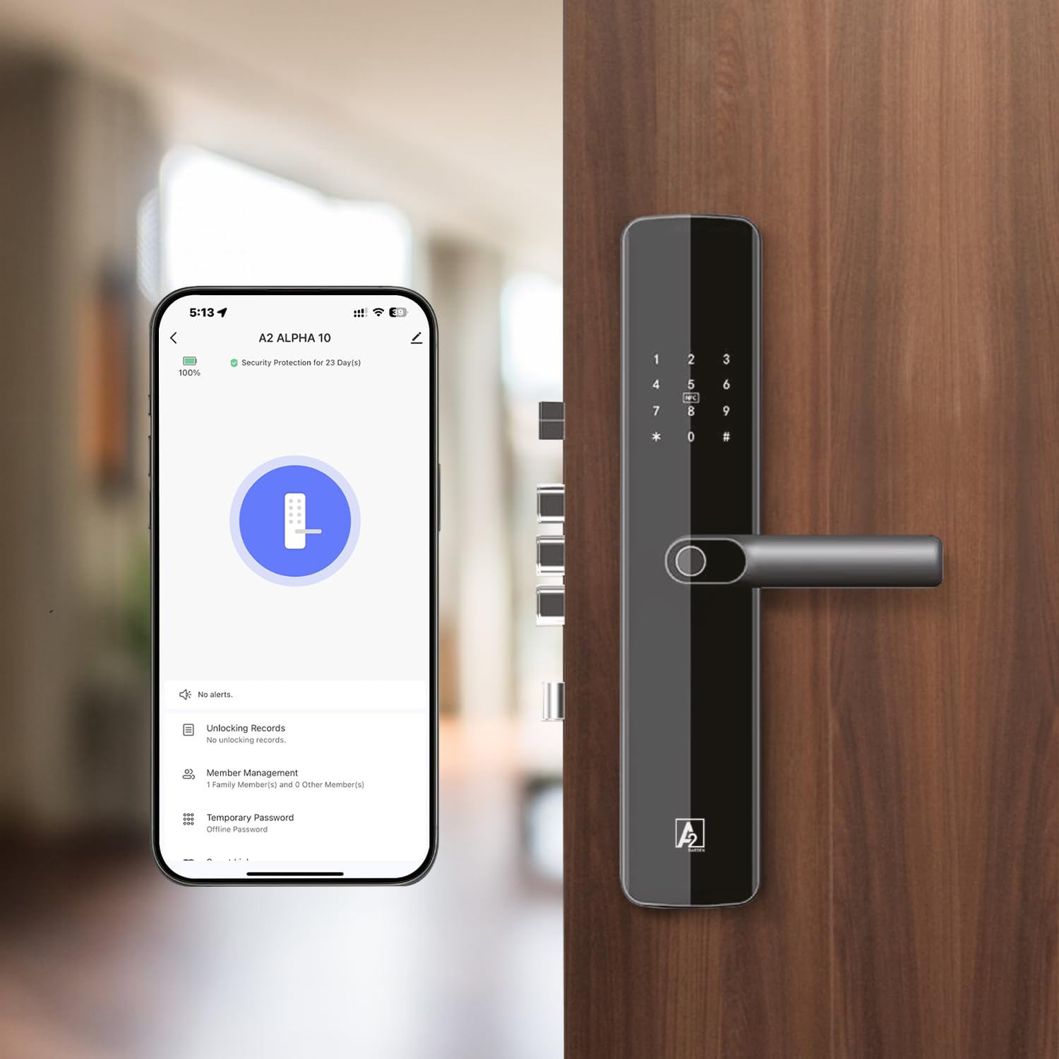 A2 Alpha 10 Smart Digital Door Lock with 7-Way Unlocking Features