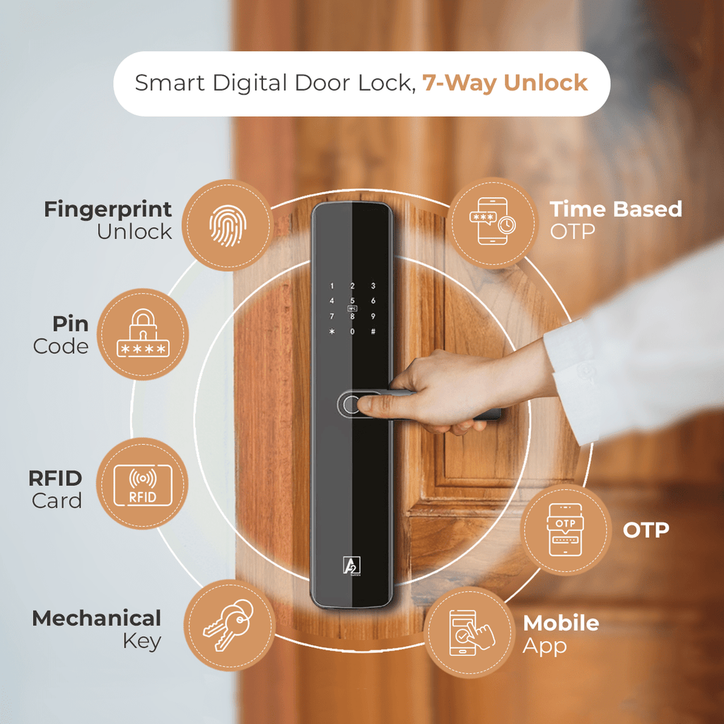 A2 Alpha 10 Smart Digital Door Lock with 7-Way Unlocking Features