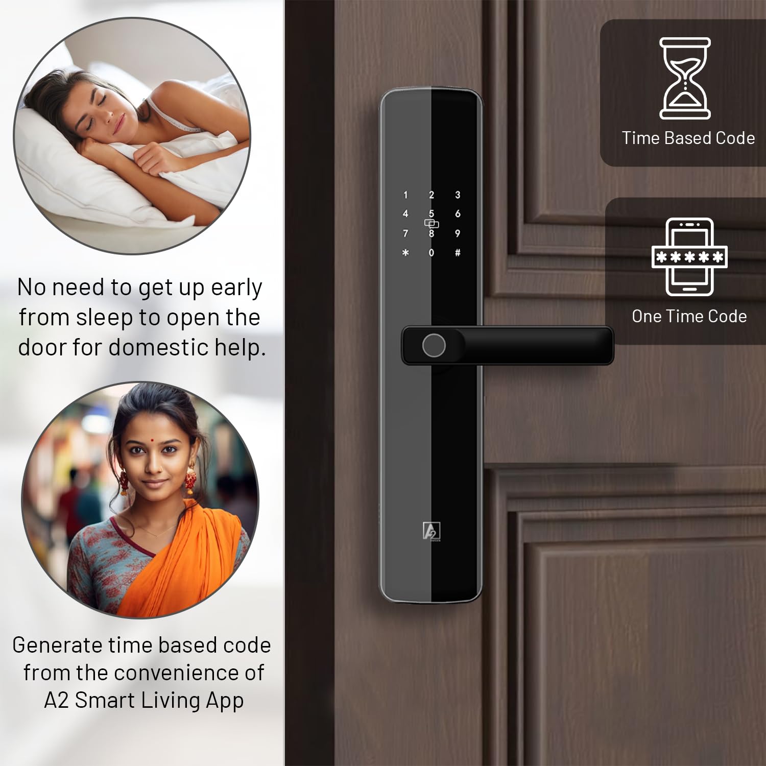 A2 Alpha 10 Smart Digital Door Lock with 7-Way Unlocking Features