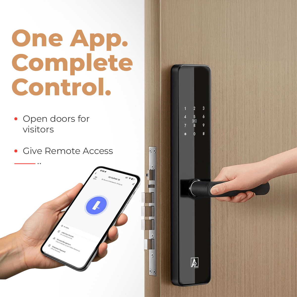 A2 Alpha 10 Smart Digital Door Lock with 7-Way Unlocking Features