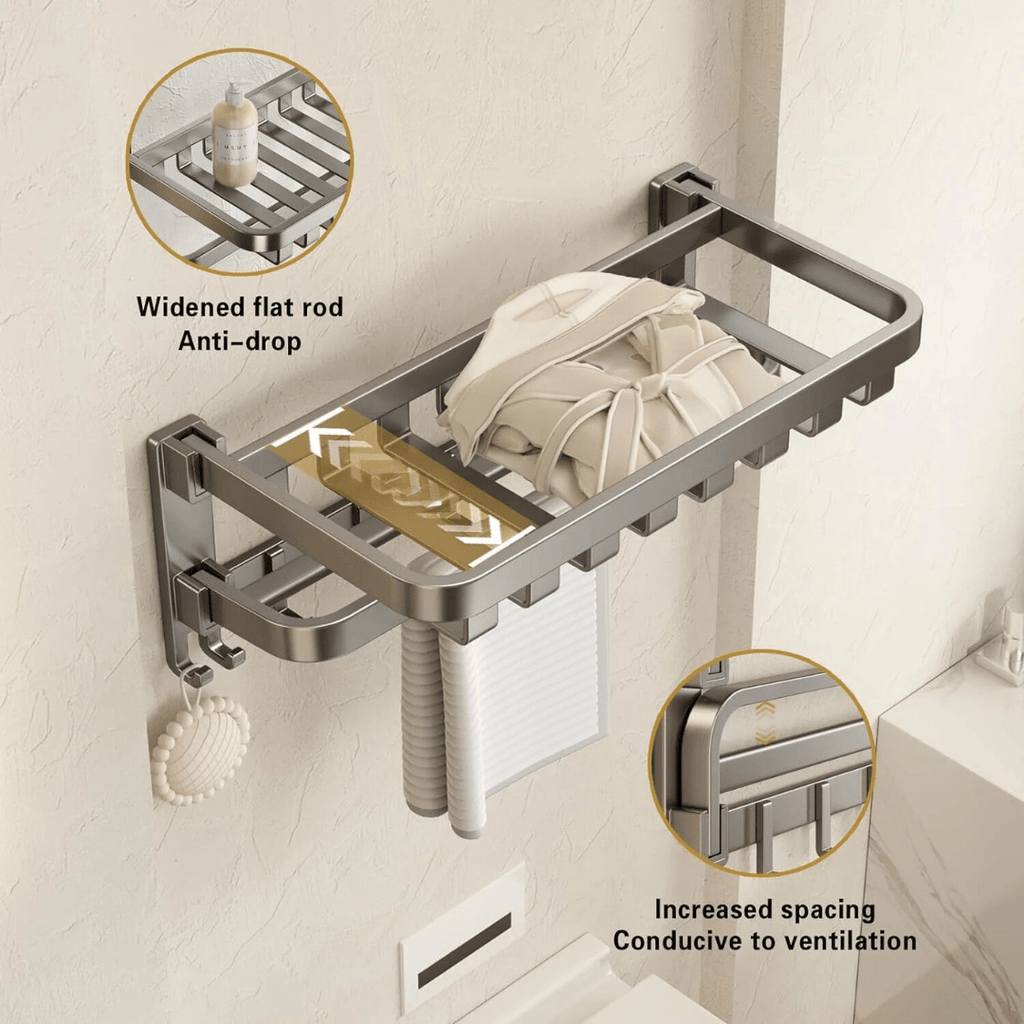 Aluminum Space Saver Foldable Towel Rack (60cm)
