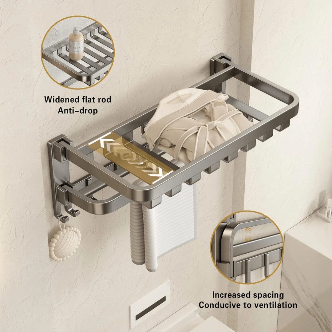 Aluminum Space Saver Foldable Towel Rack (60cm)