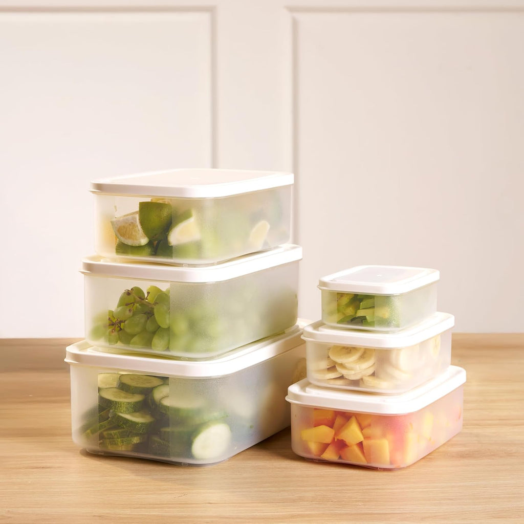 Airtight & Stackable Rectangular Food Storage Containers, Set of 6