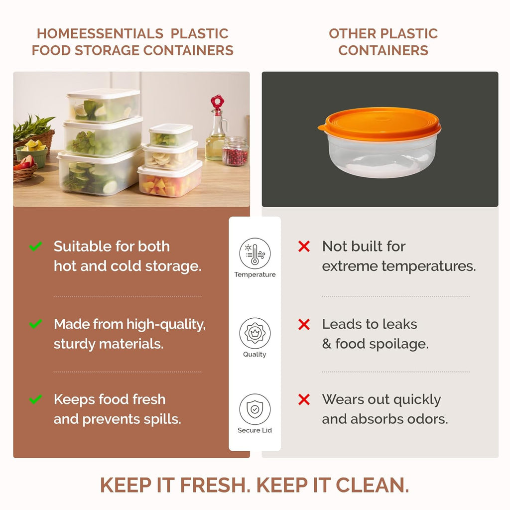 Airtight & Stackable Rectangular Food Storage Containers, Set of 6