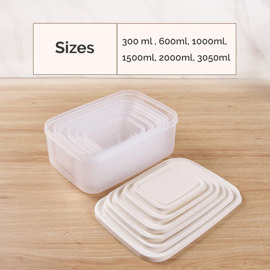 Airtight & Stackable Rectangular Food Storage Containers, Set of 6