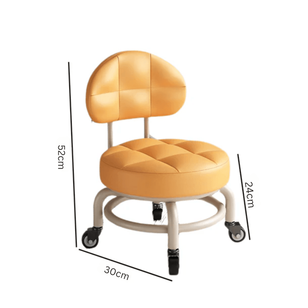 360° Smooth Rotation Rolling Stool with Backrest