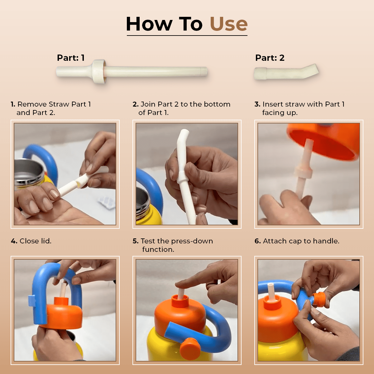 Stainless Steel Vacuum Insulated Water Thermos with Straw(1000ml)