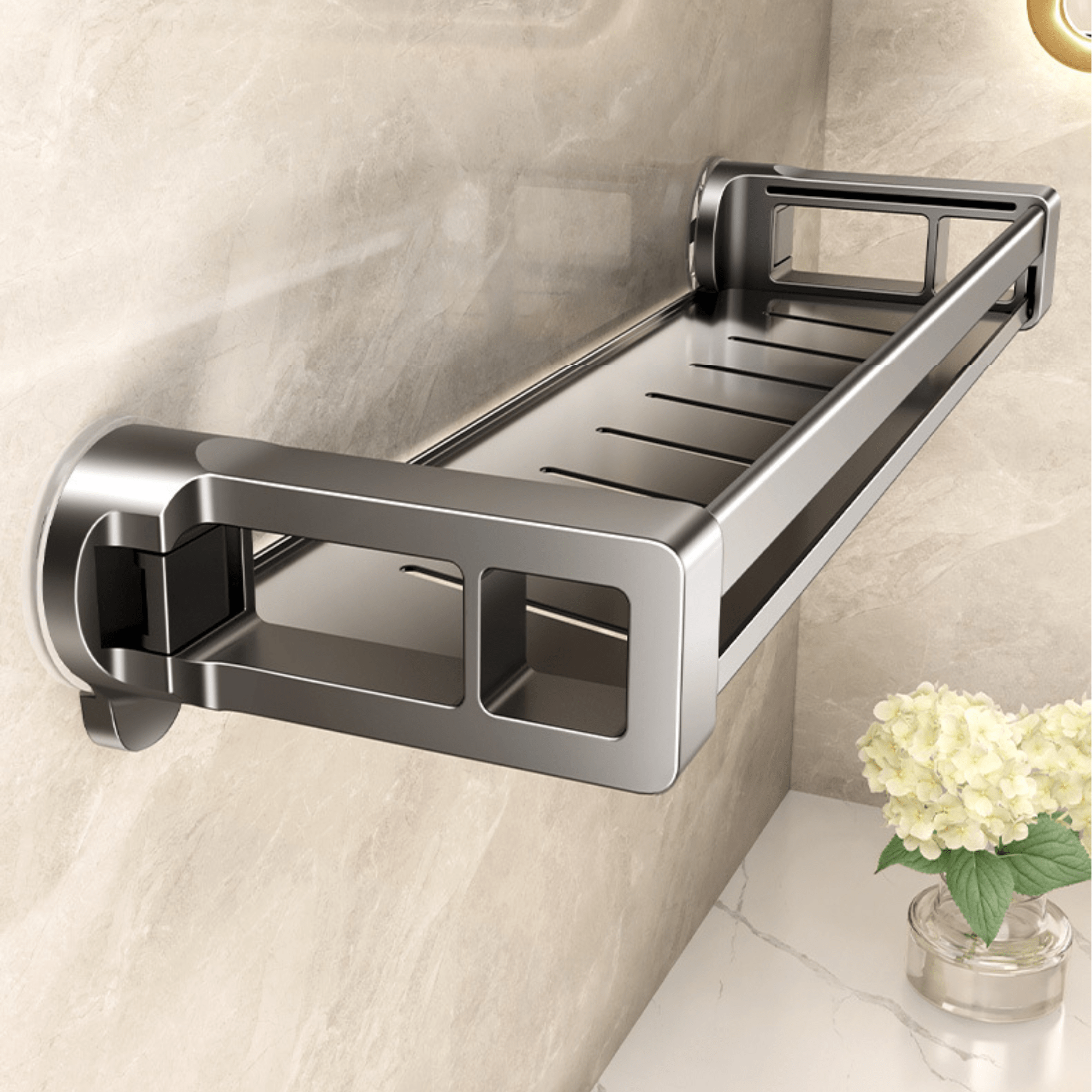 Carbon Steel Multi-Use Storage Rack with Strong Suction Cup(54cm)