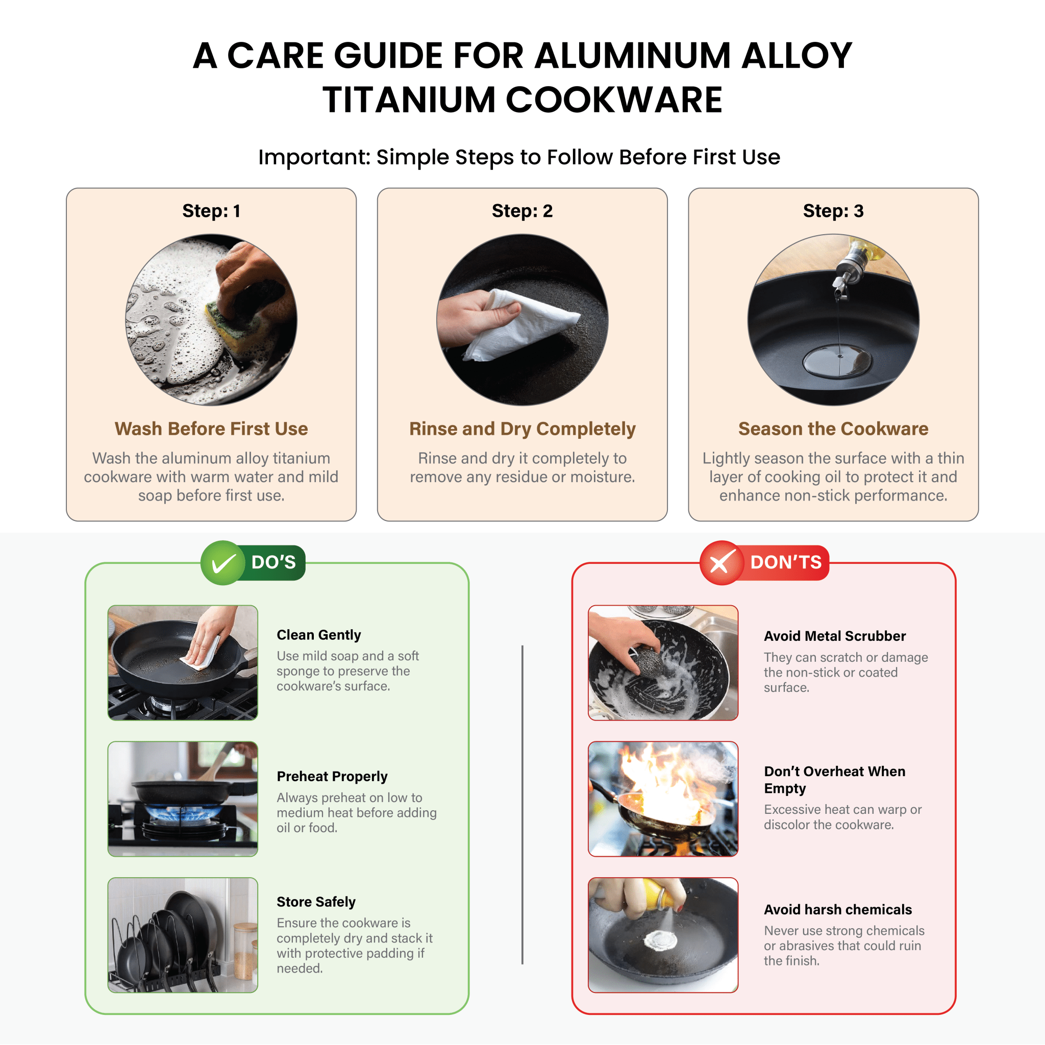Titanium Non-Stick Induction Frying Pan with Glass Lid (24cm)