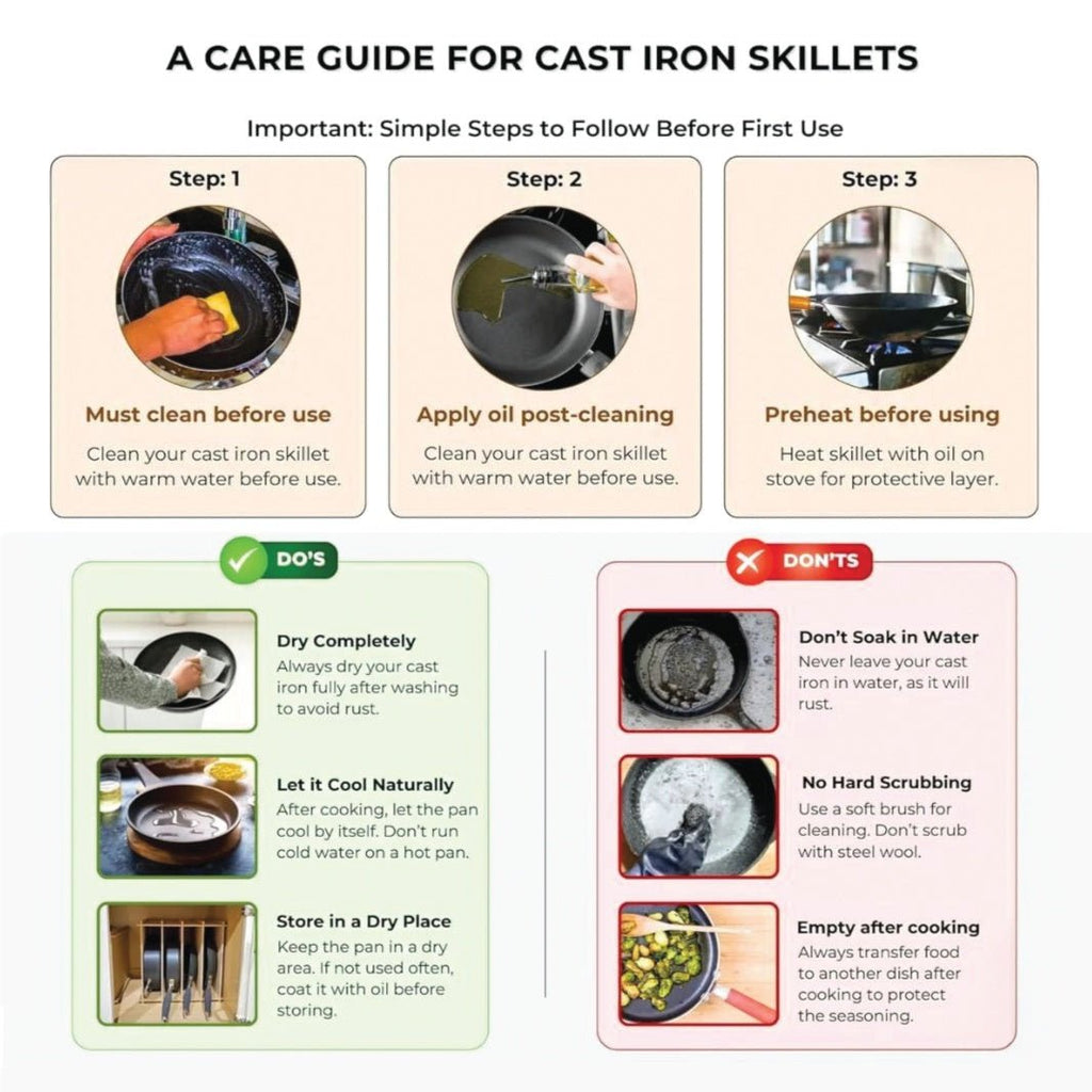 Ultra Heat Cast Iron Skillet Pan with Wooden Handle(22cm)