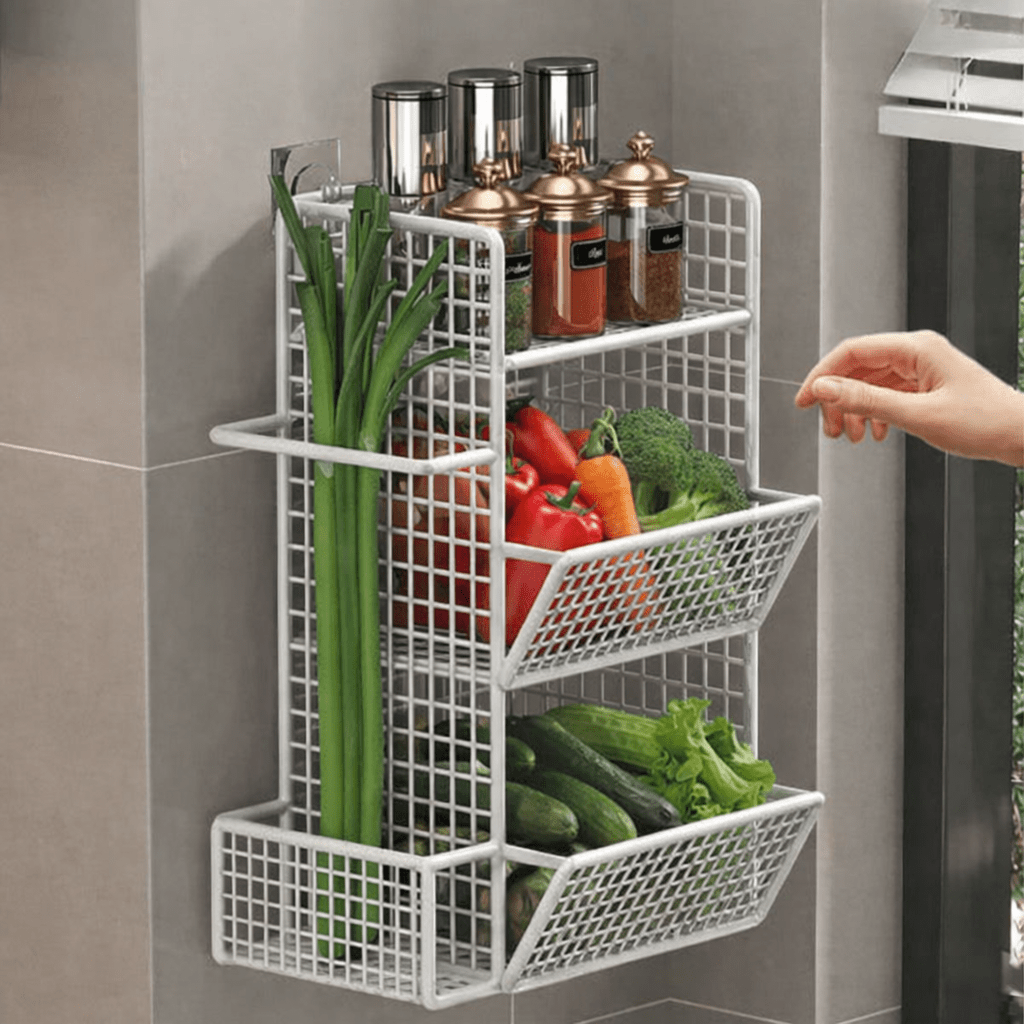 Wall Mounted Heat Resistant Kitchen Storage Shelf Organizer Rack