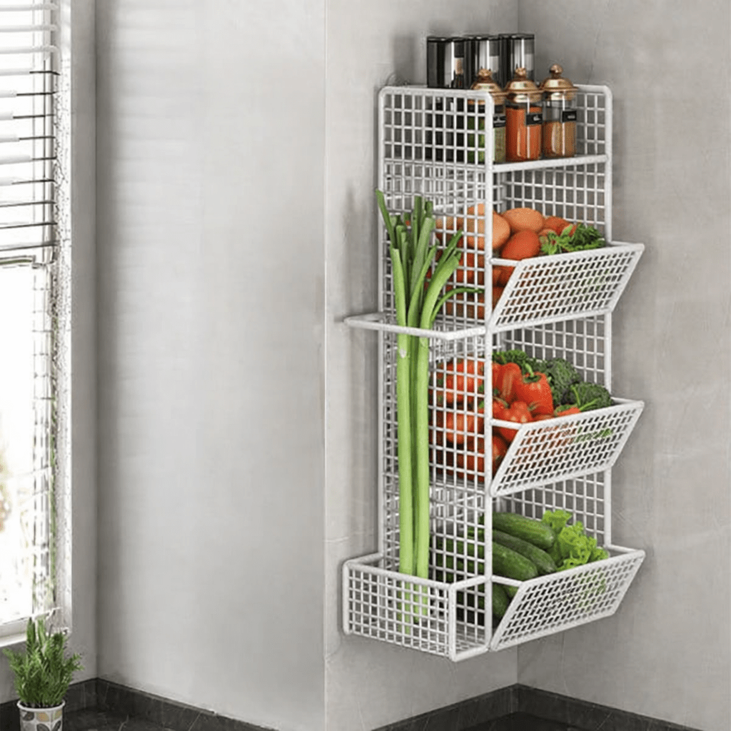 Wall Mounted Heat Resistant Kitchen Storage Shelf Organizer Rack