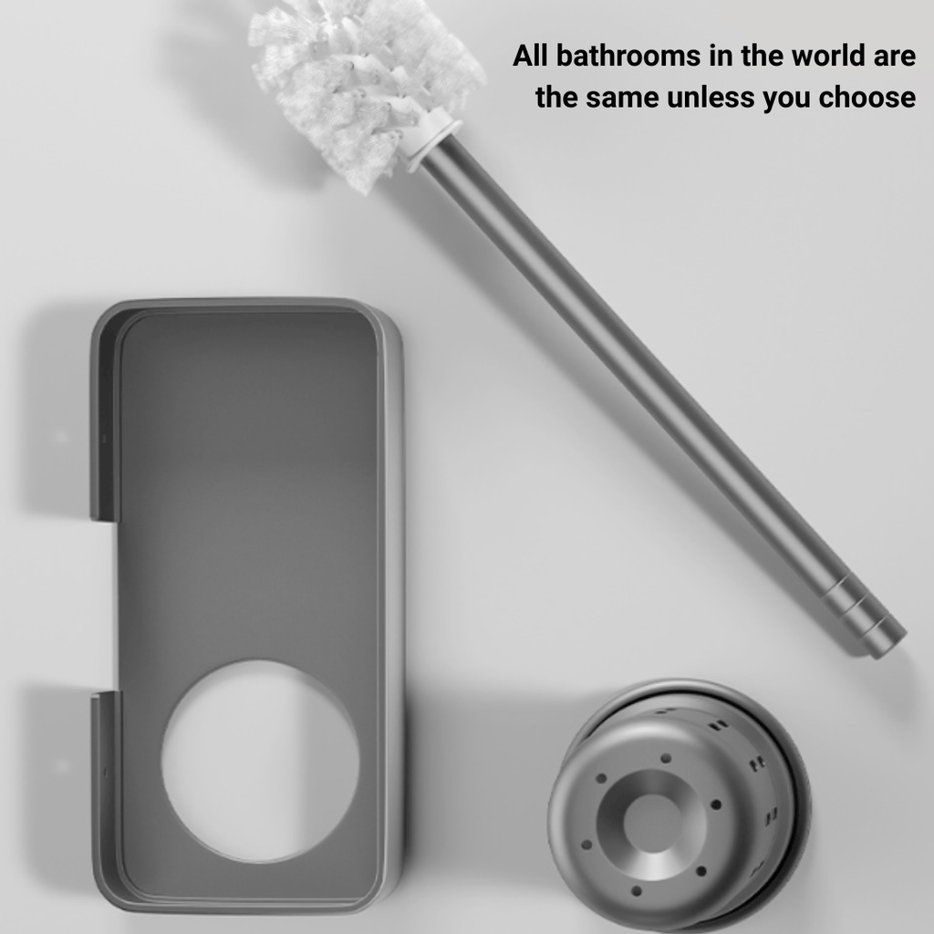 Wall-Mounted Aluminum Toilet Brush Holder with Storage Rack