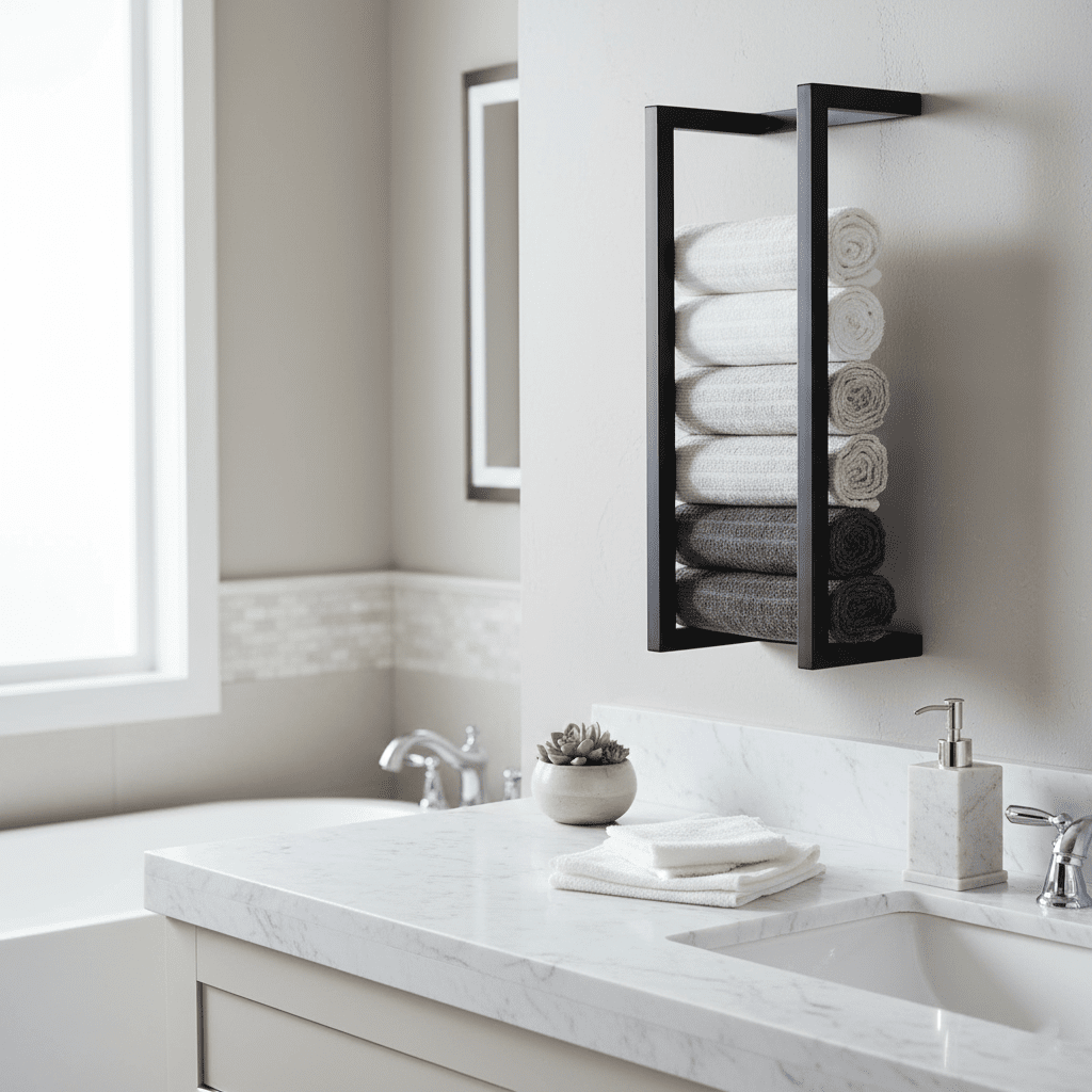 Wall-Mounted Bathroom Towel Storage Rack