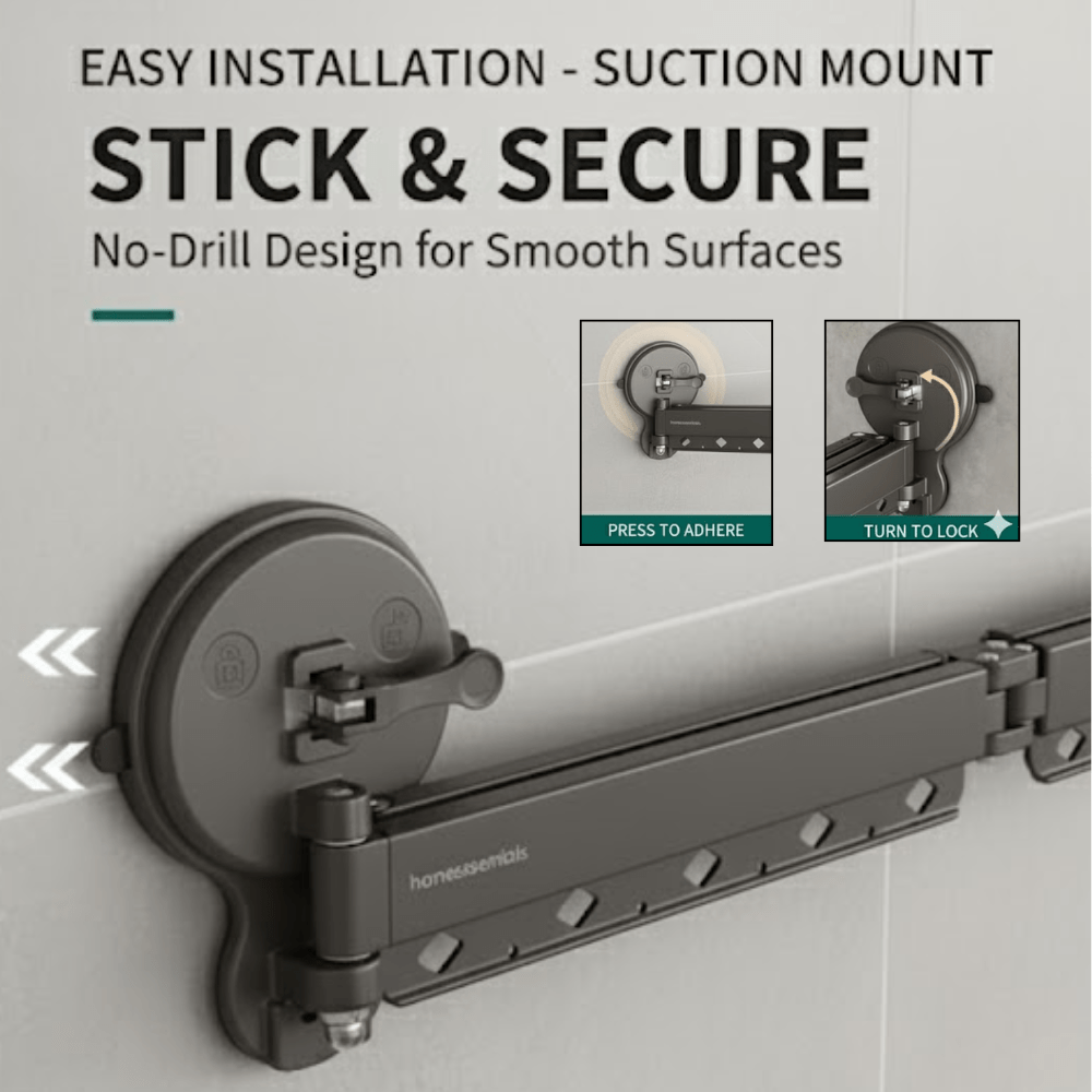 Wall-Mounted Folding Clothes Drying Hanger with Suction Cup