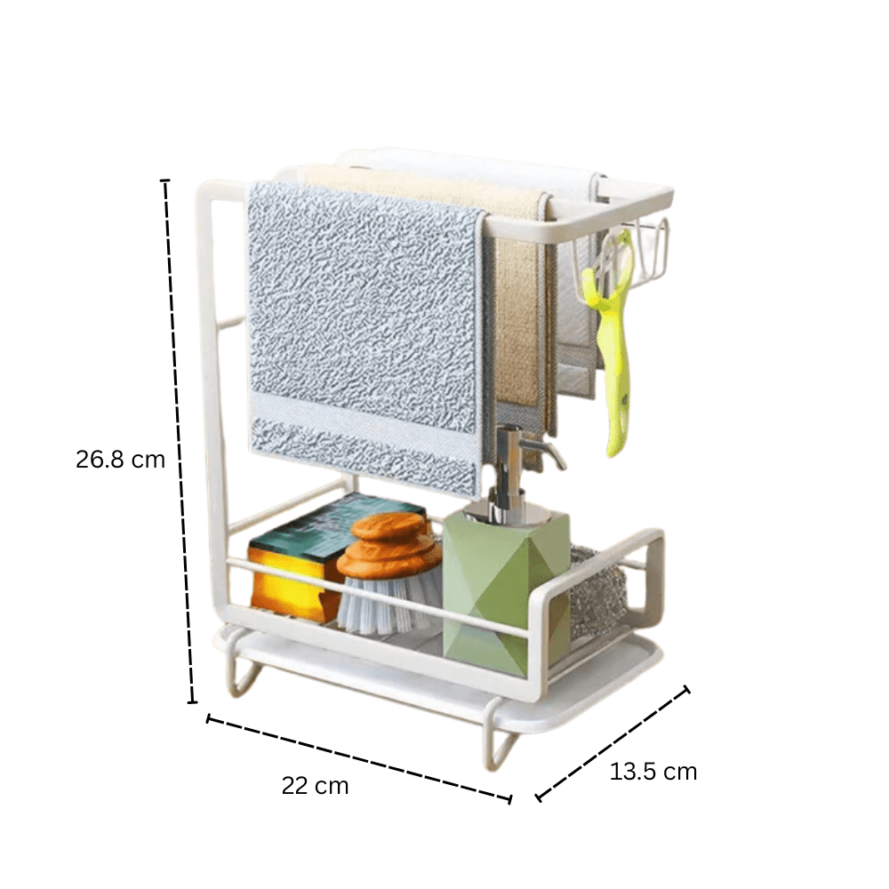 Wall-Mounted Bathroom Organizer Rack with Hooks & Storage Shelf