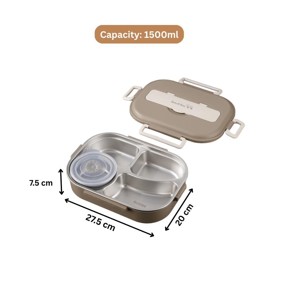 4-Compartment Stainless Steel Leak Proof Lunch Box (1500ml)