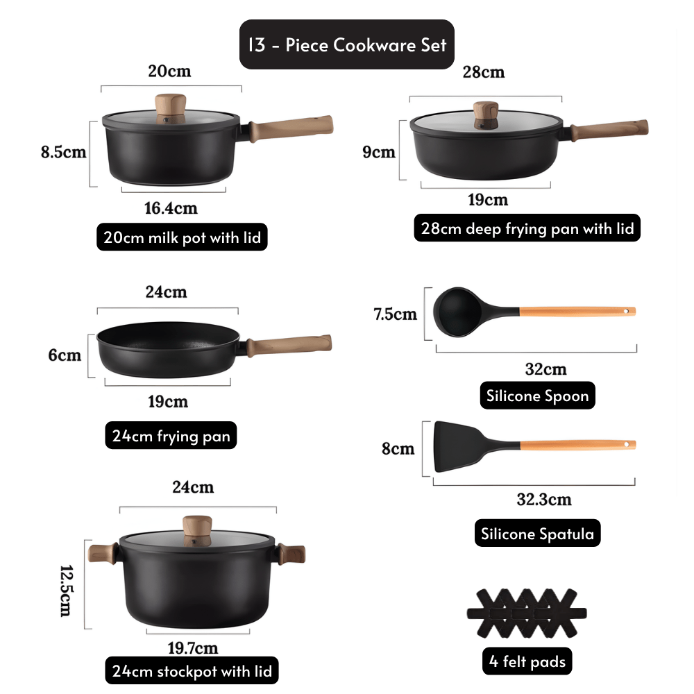 13-Piece Titanium Coated Non-Stick Kitchen Cookware Set