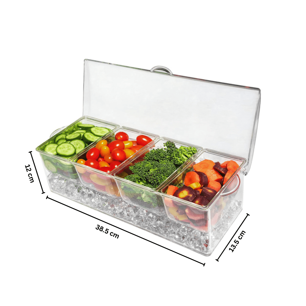 4 Removable Compartments Ice Chilled Condiment Tray