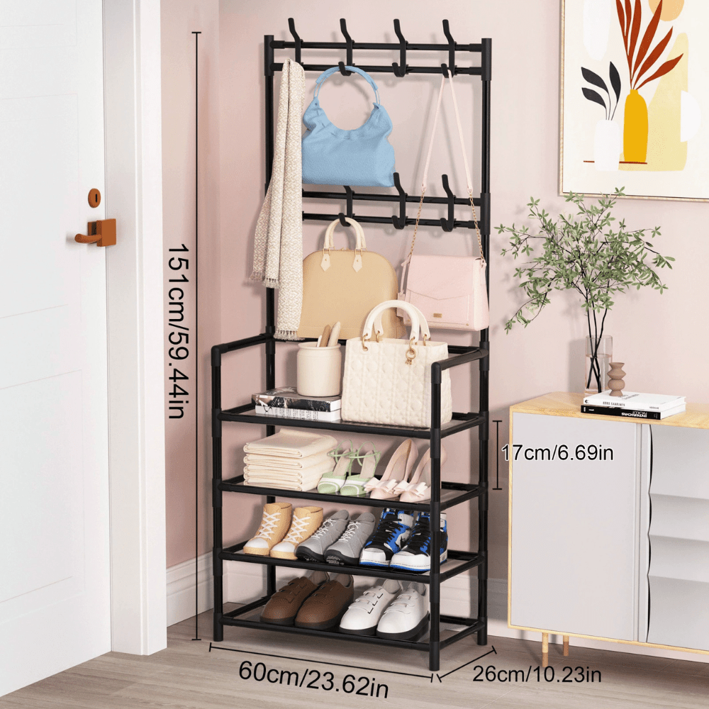 All-In-One Coat Hanger & Shoe Storage Shelf