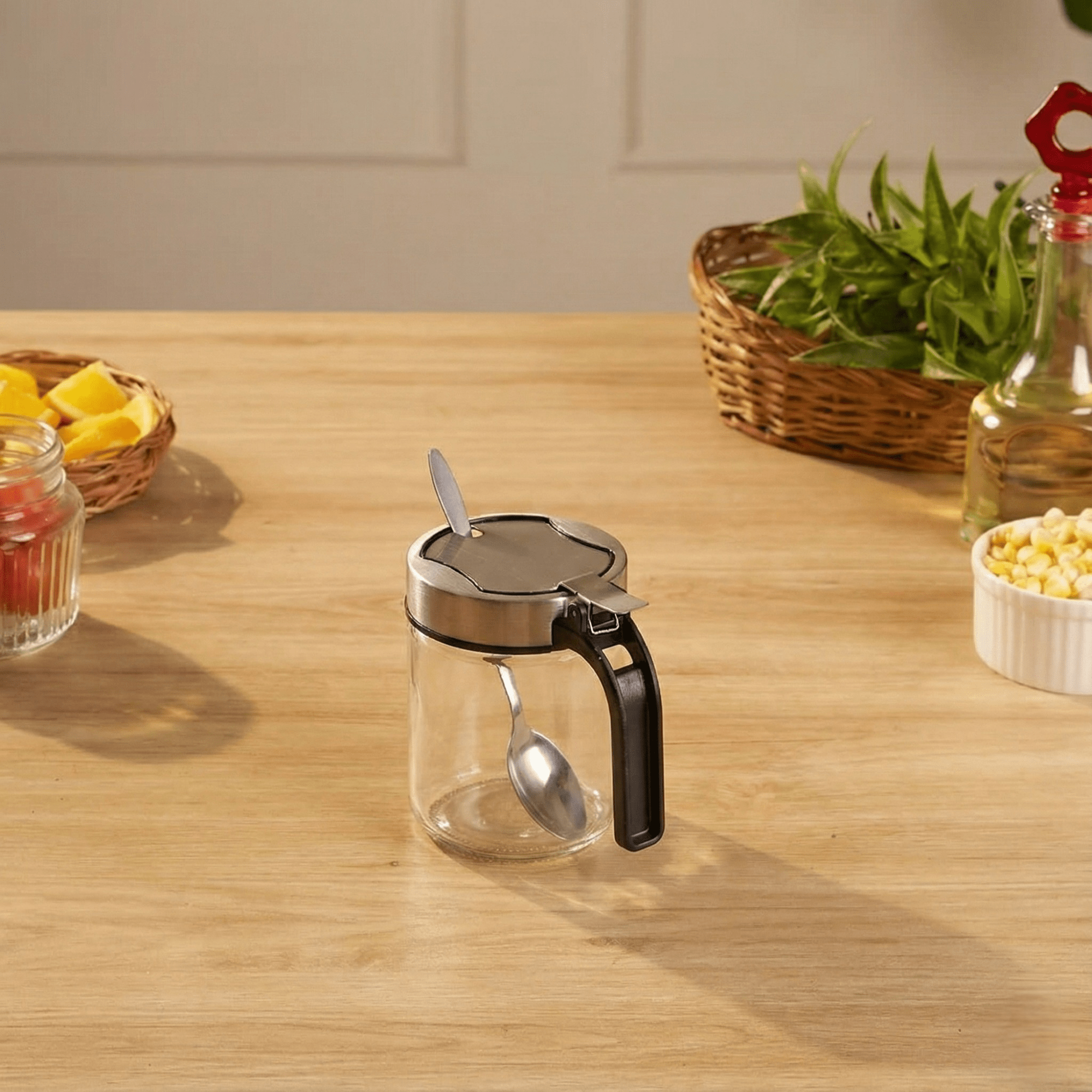 Airtight Glass Storage Containers with Stainless Steel Lid & Spoon