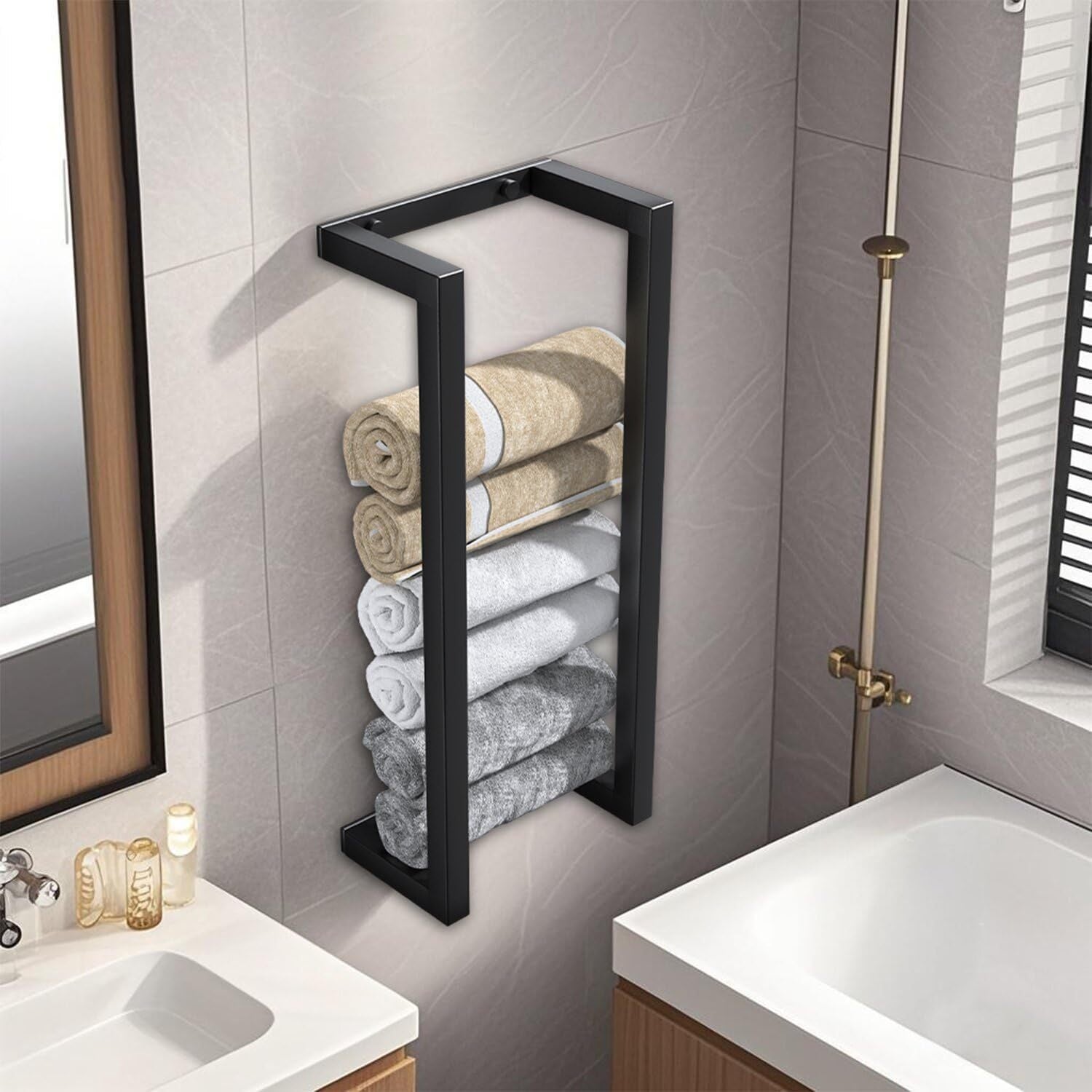 Wall-Mounted Bathroom Towel Storage Rack