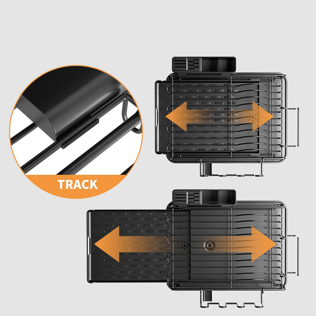 Adjustable Double-Layer Bowl Rack with Drainer (40cm)