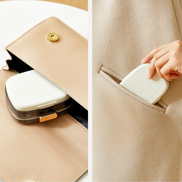 Three-Layer White Portable Weekly Pill Organizer Box with Moisture Seal