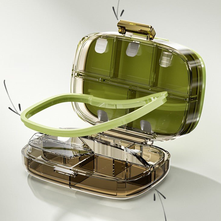 Three-Layer Green Portable Weekly Pill Organizer Box with Moisture Seal