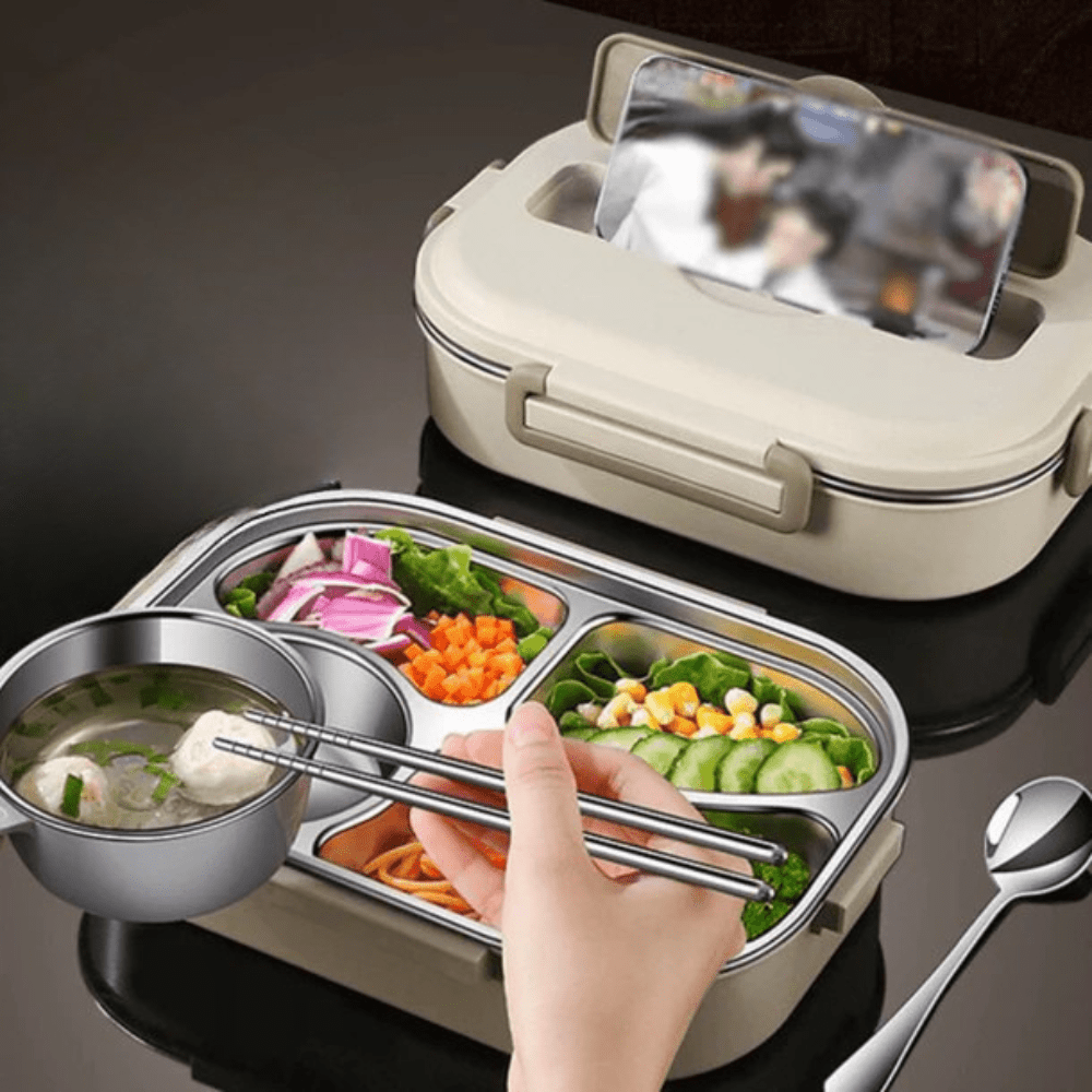 4-Compartment Stainless Steel Leak Proof Lunch Box (1500ml)
