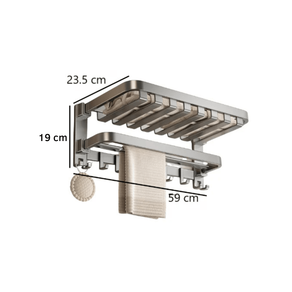 Aluminum Space Saver Foldable Towel Rack (60cm)