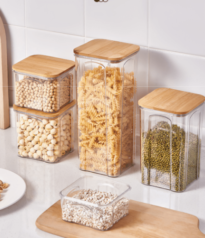 Airtight Plastic Food Storage Container with Bamboo Lid