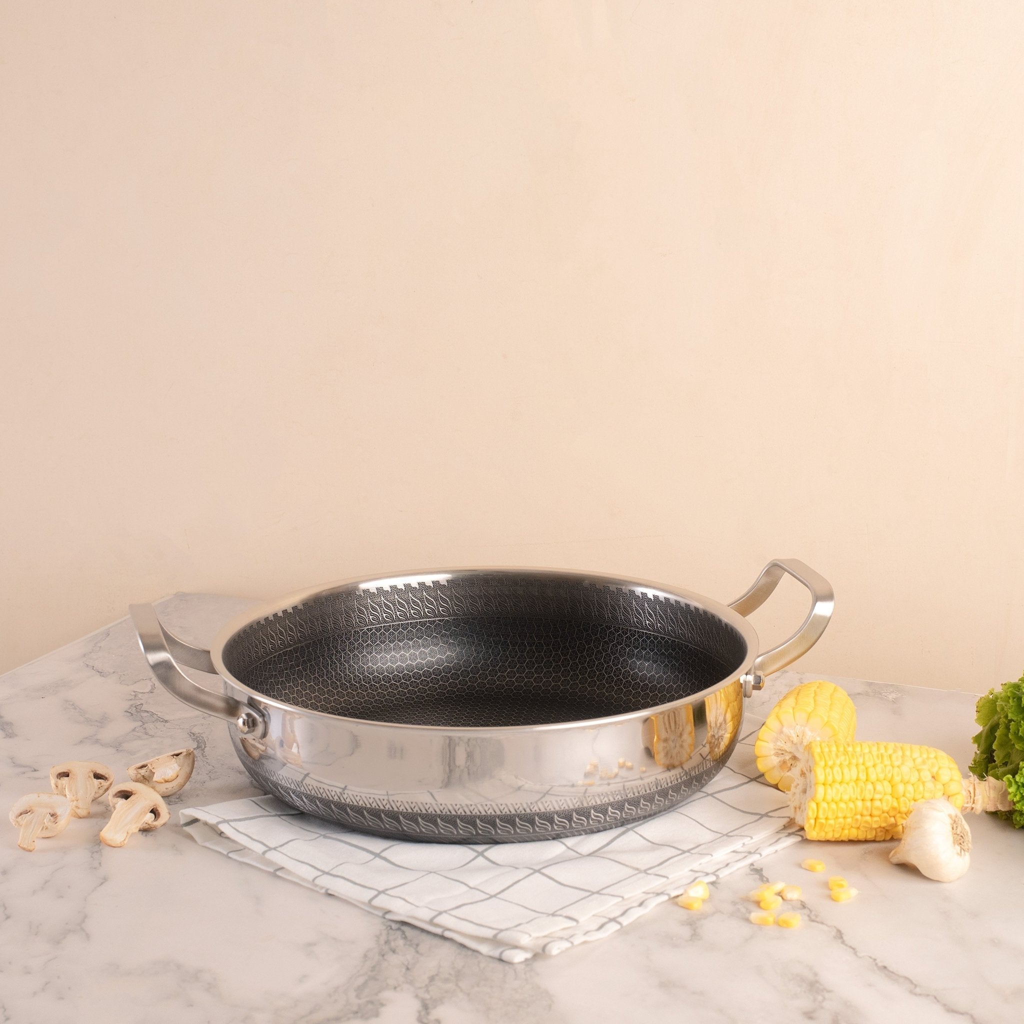 Stainless Steel Non-Stick Honeycomb Deepen Frying Pan (30cm)
