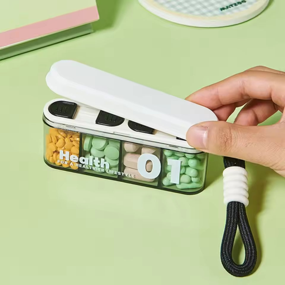 Stylish Portable Pill Box with 4 Compartments