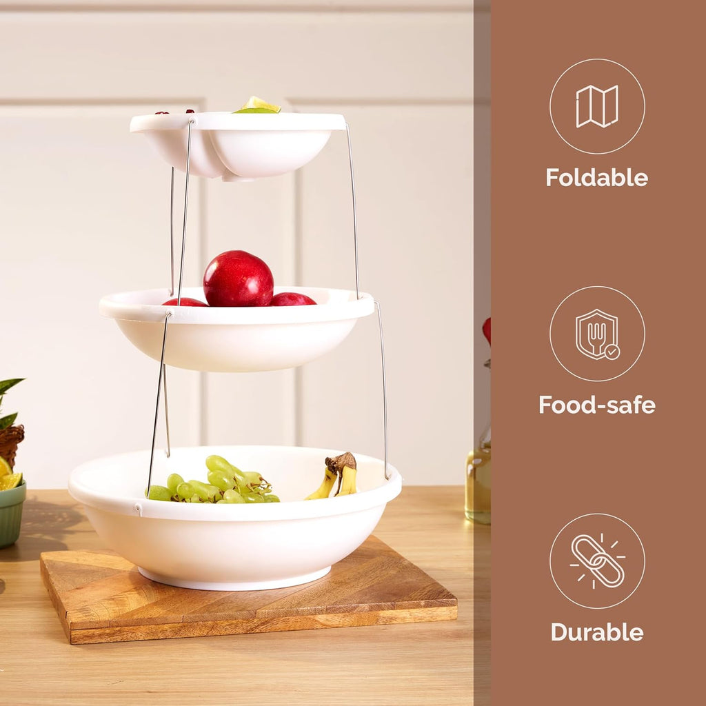 Twist & Fold 3-Tier Foldable Snack & Fruit Stand (38 cm)