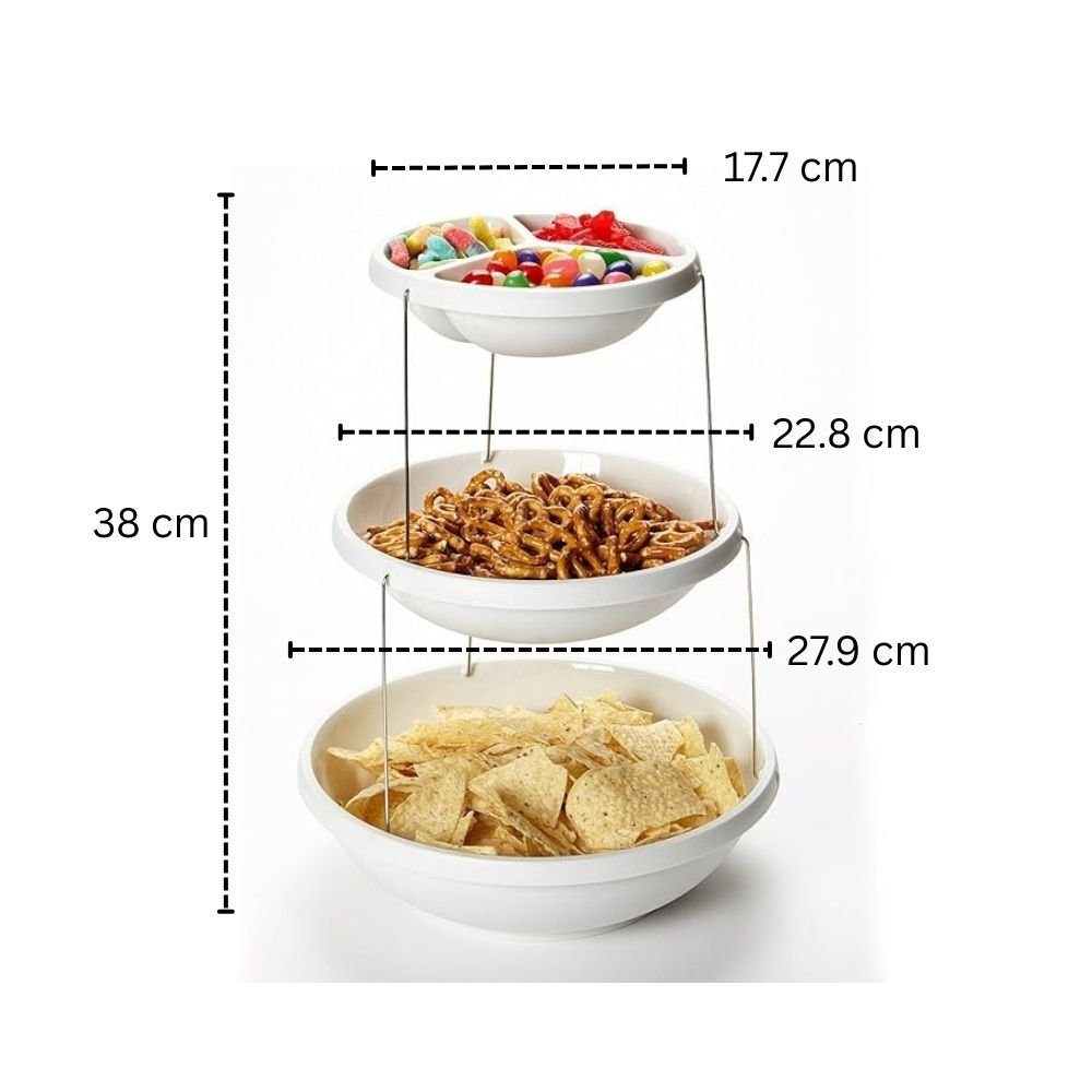 Twist & Fold 3-Tier Foldable Snack & Fruit Stand (38 cm)