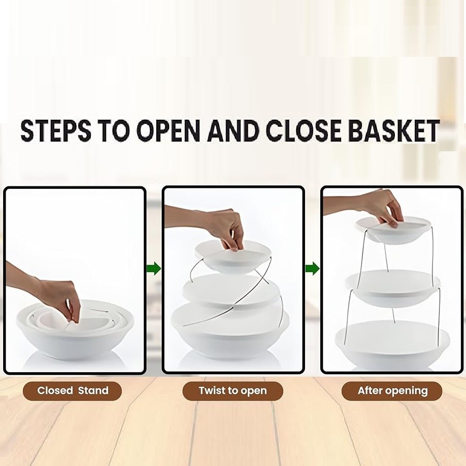 Twist & Fold 3-Tier Foldable Snack & Fruit Stand (38 cm)