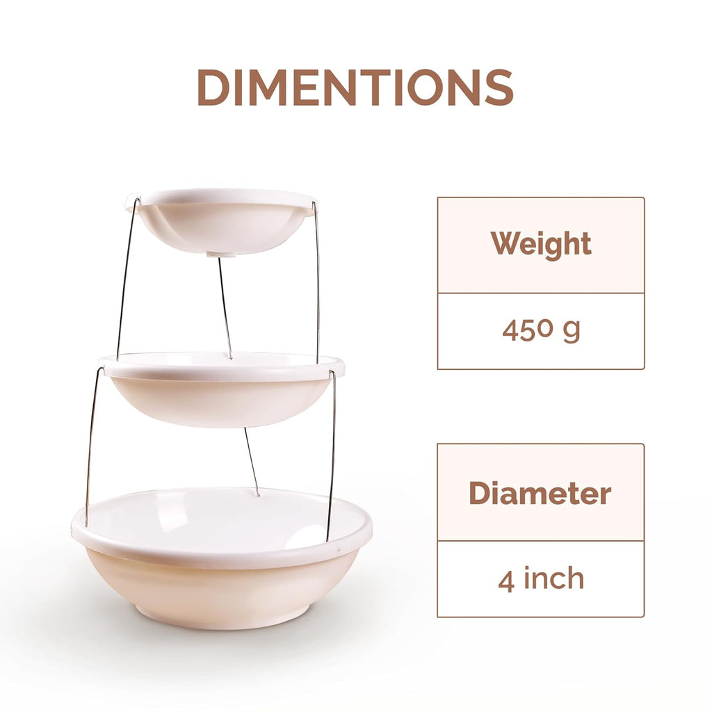 Twist & Fold 3-Tier Foldable Snack & Fruit Stand (38 cm)