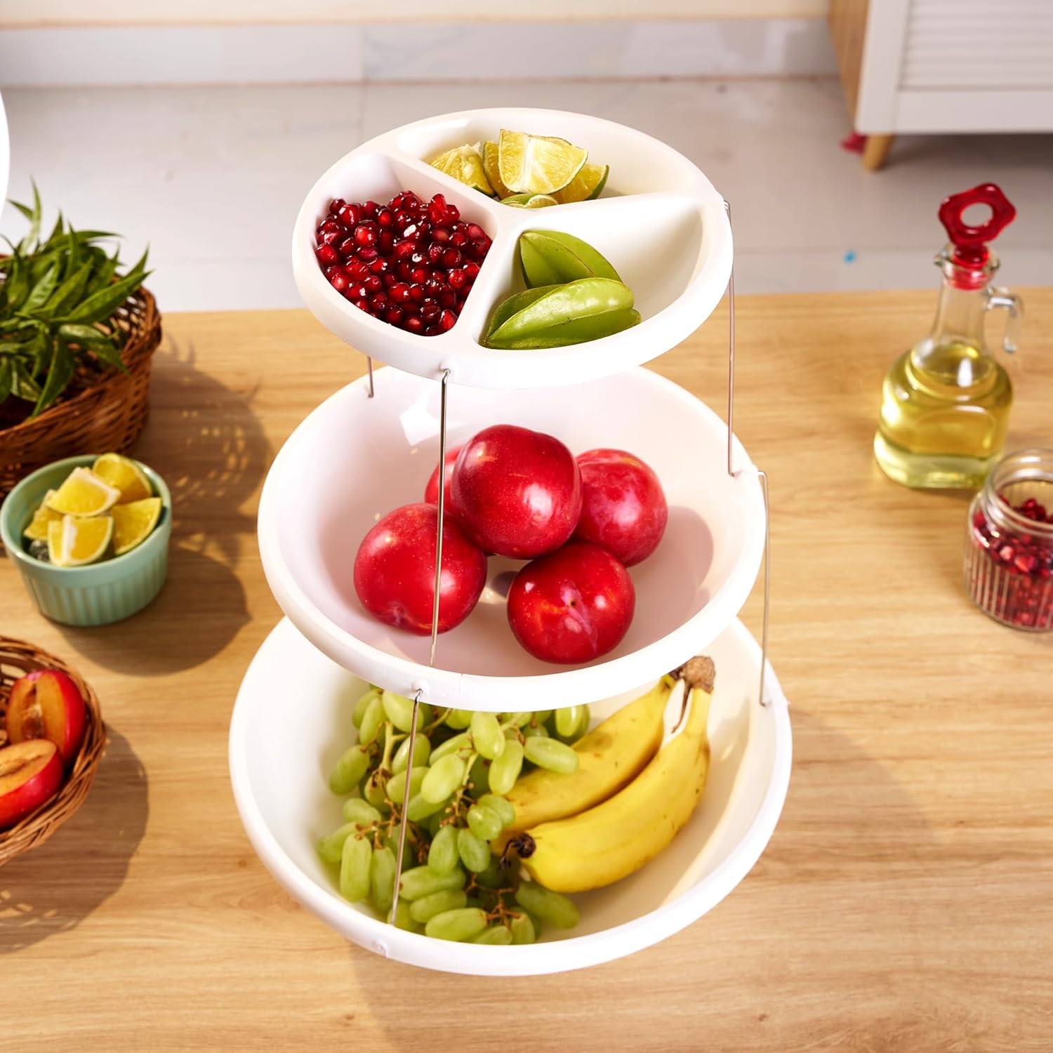 Twist & Fold 3-Tier Foldable Snack & Fruit Stand (38 cm)
