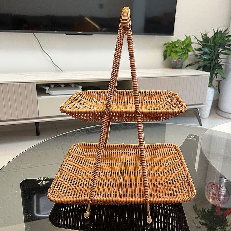 Vintage Multi-Tier Imitation Rattan Basket (27 cm)