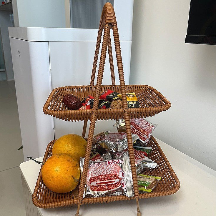 Vintage Multi-Tier Imitation Rattan Basket (27 cm)