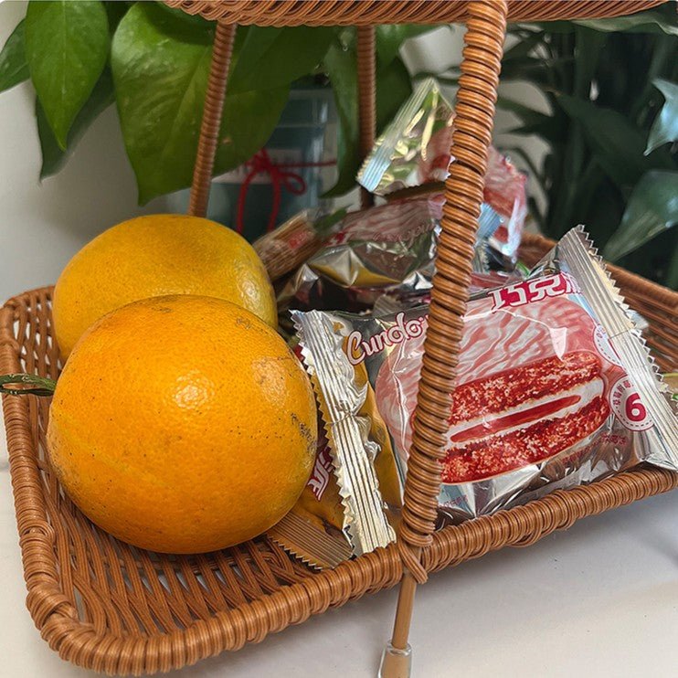 Vintage Multi-Tier Imitation Rattan Basket (27 cm)