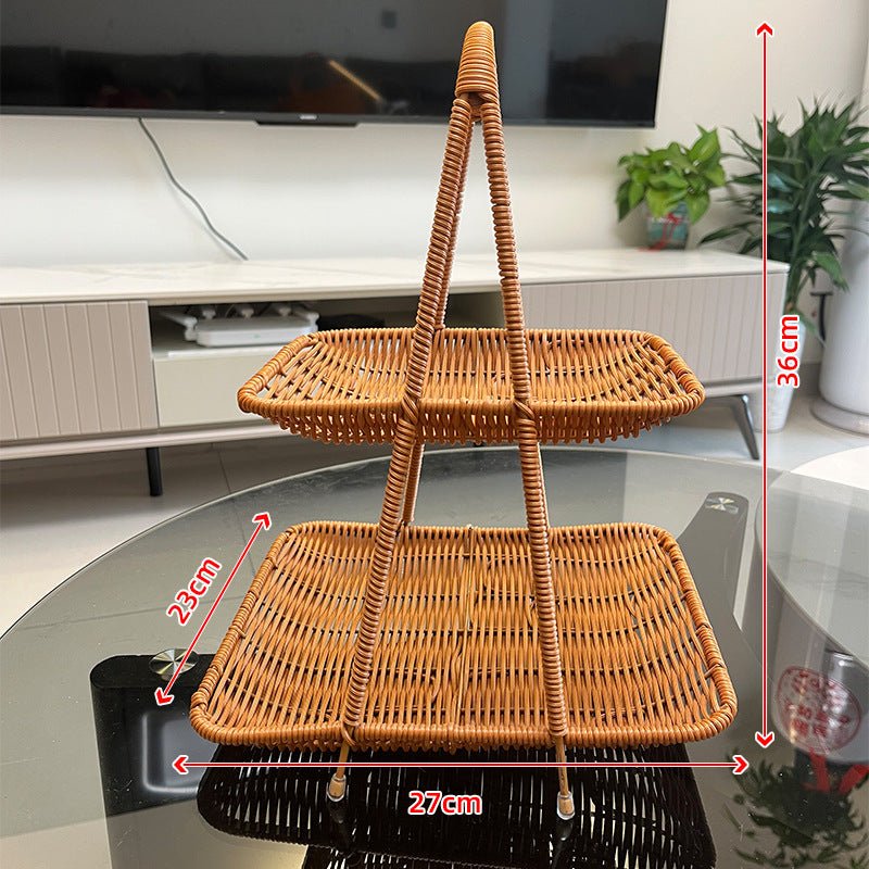 Vintage Multi-Tier Imitation Rattan Basket (27 cm)