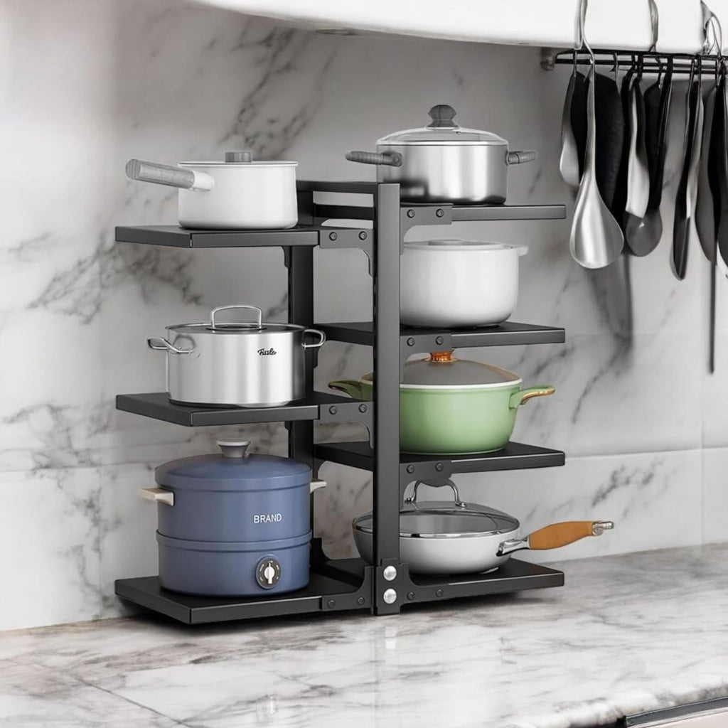 Adjustable 7-Tier Heavy-Duty Pot and Pan Organizer Rack