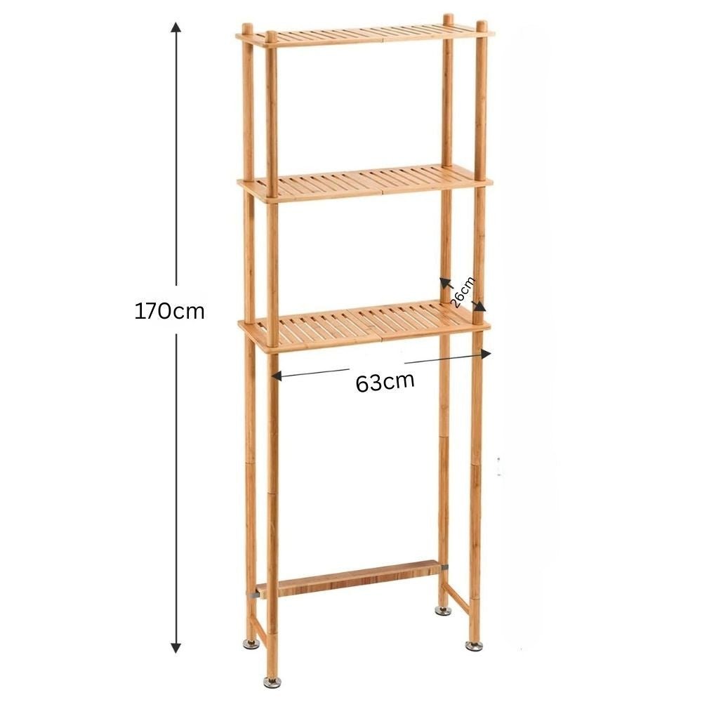 Bamboo Bathroom Storage Rack Over Toilet