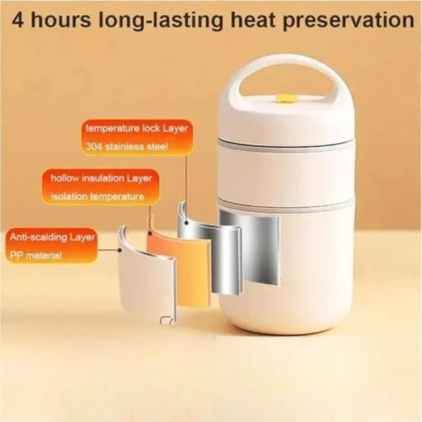 2-Tier Stainless Steel Insulated Lunch Box with Bag (680ml)