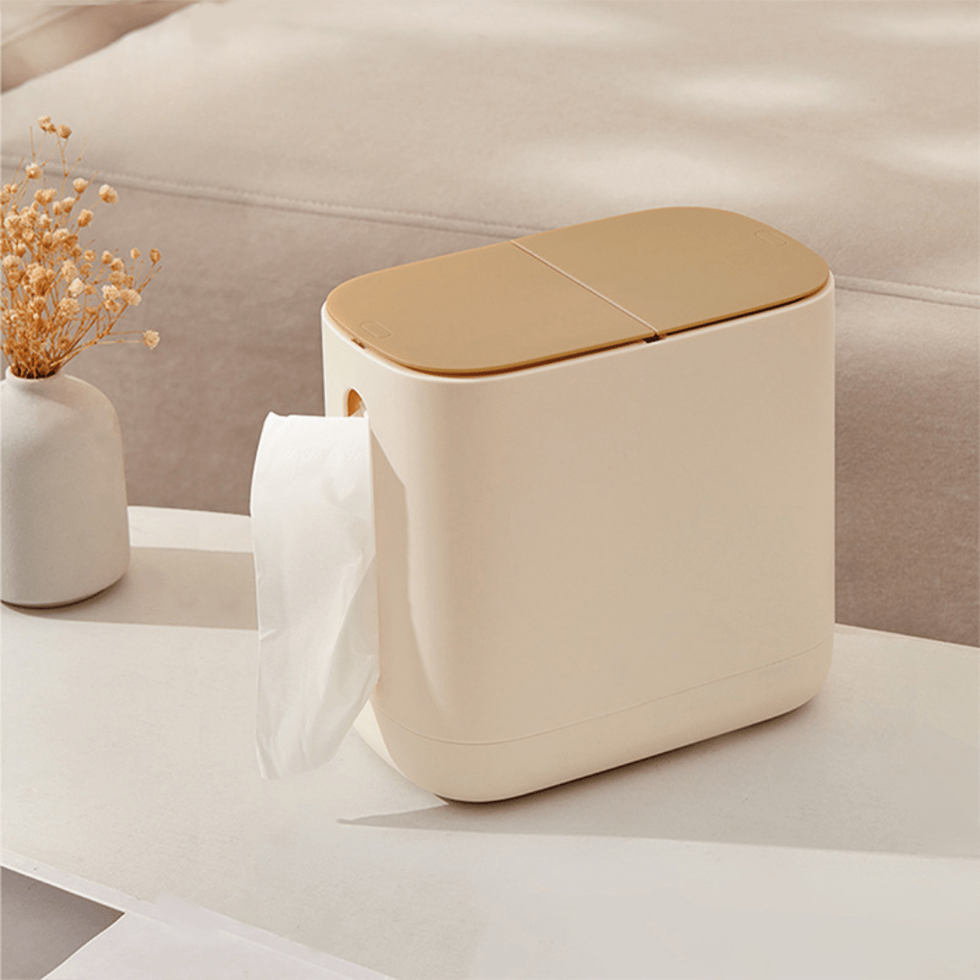 Two-in-One Tissue Holder with Trash Bin
