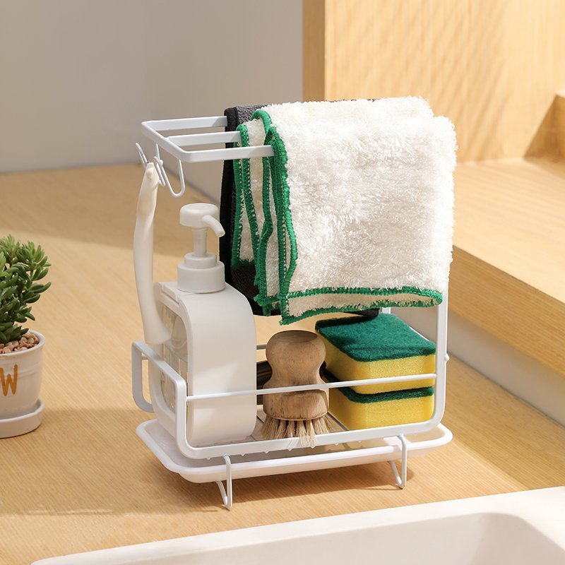 Wall-Mounted Bathroom Organizer Rack with Hooks & Storage Shelf